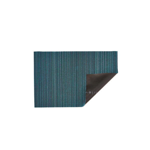 Skinny Stripe Shag Utility Mat in Turquoise