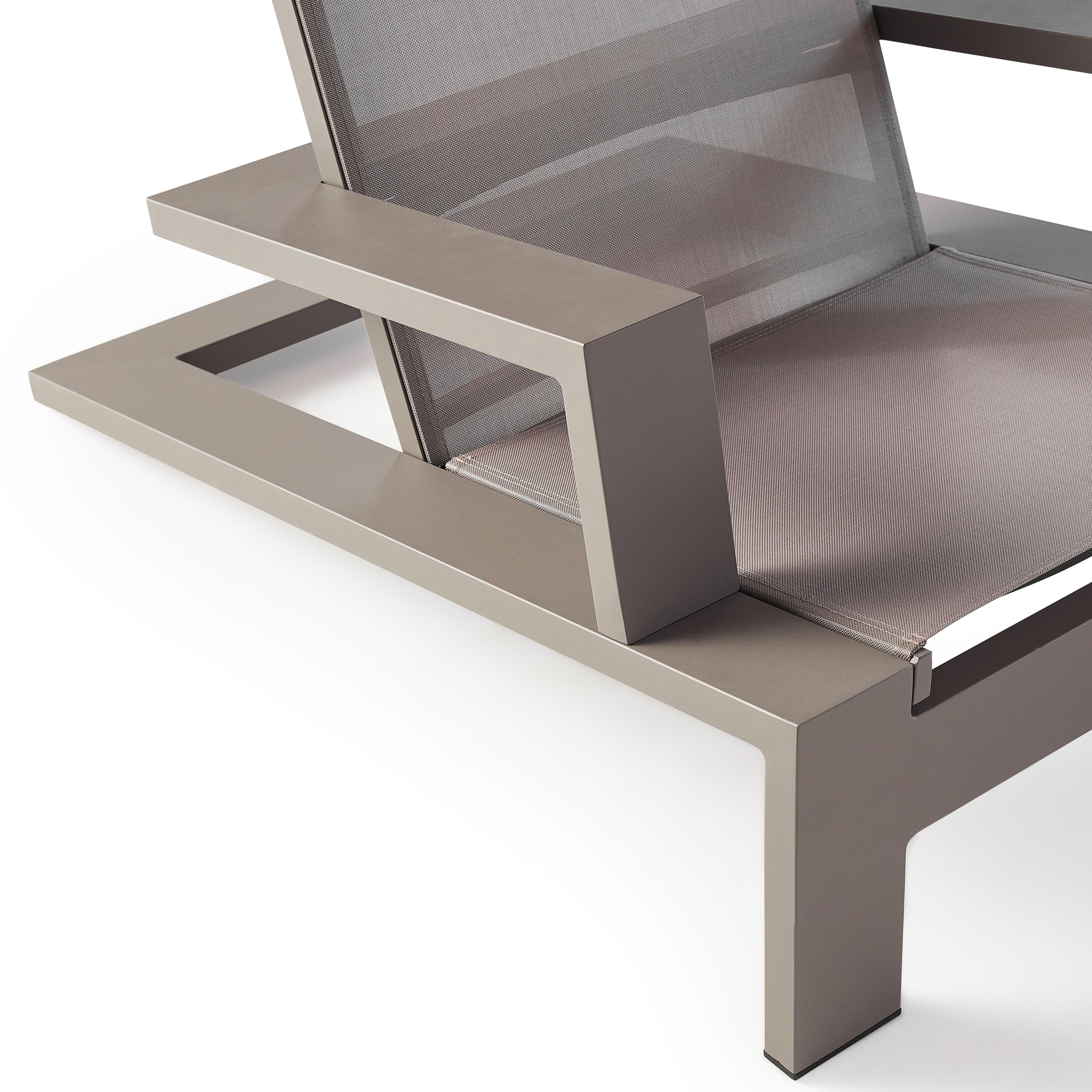 Breeze Adirondack Chair in Quartz Grey Aluminum & Latte Mesh