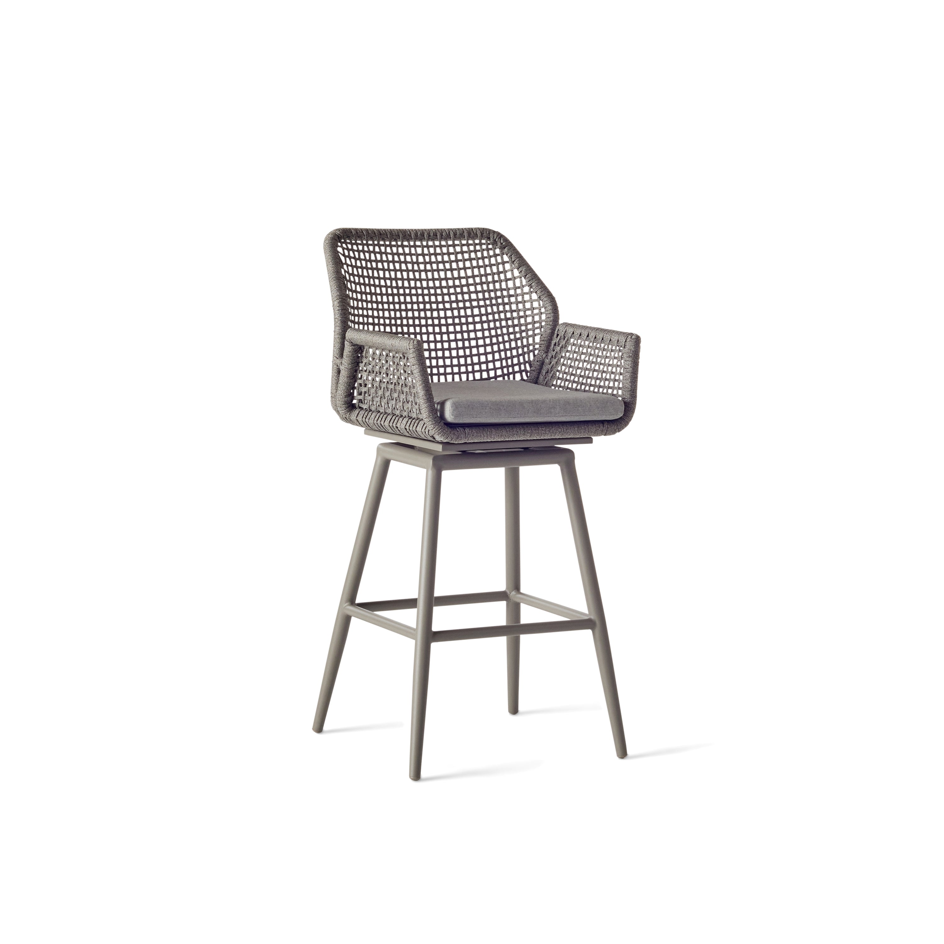Montecito Swivel Bar Chair in Quartz Grey Aluminum