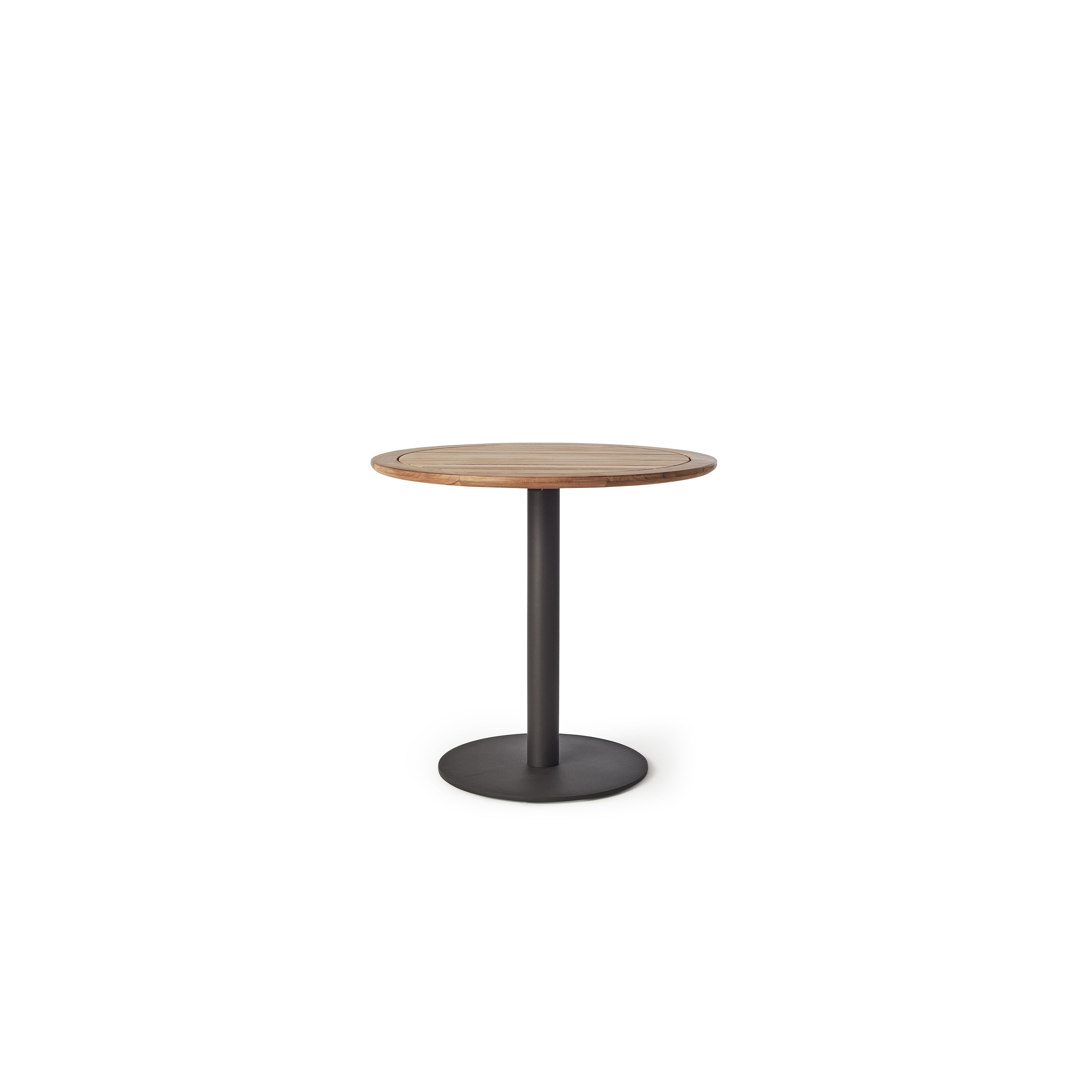 Palm Bistro Round Table in Charcoal Aluminum with Teak