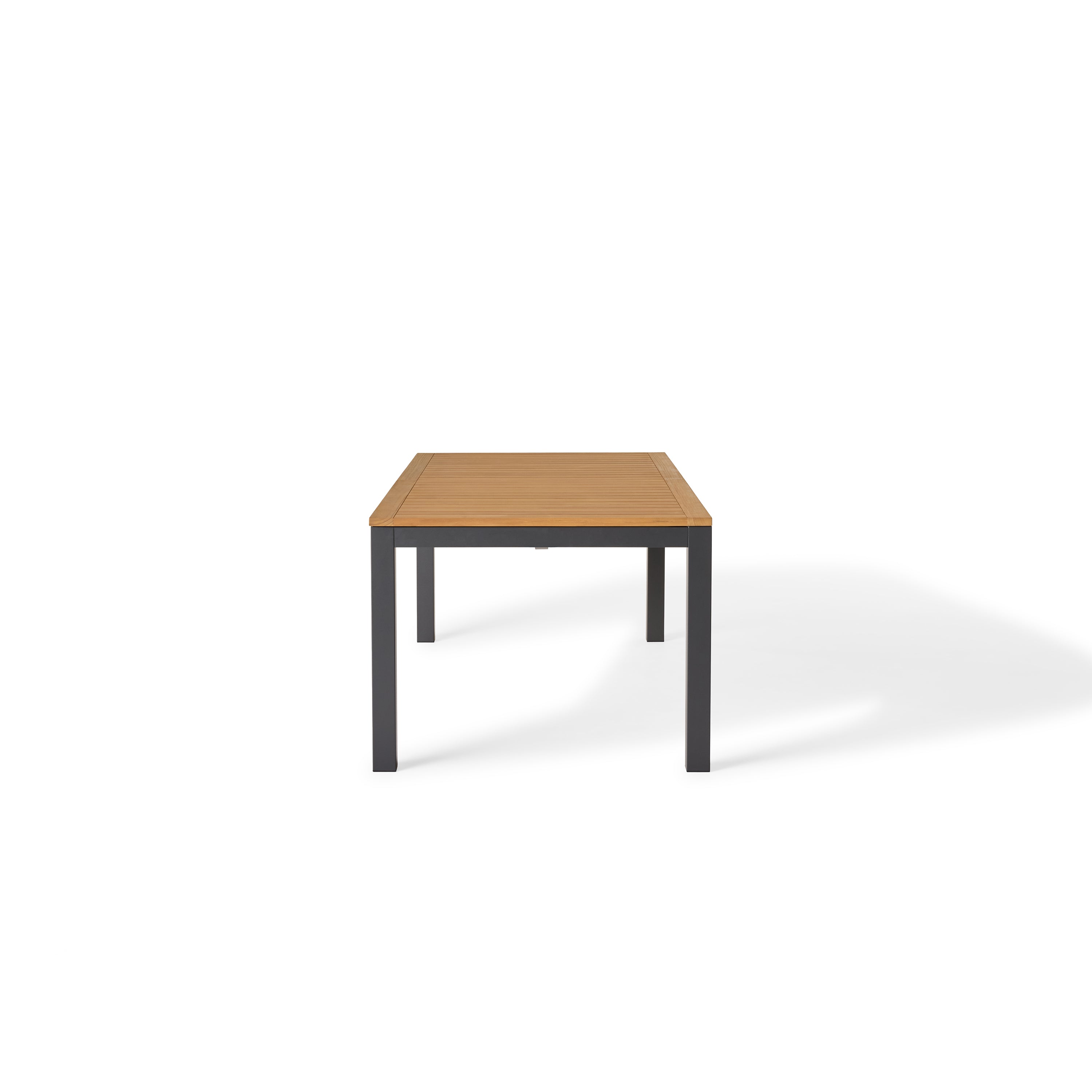 Belvedere 78"-120" Extension Dining Table in Teak and Charcoal Aluminum