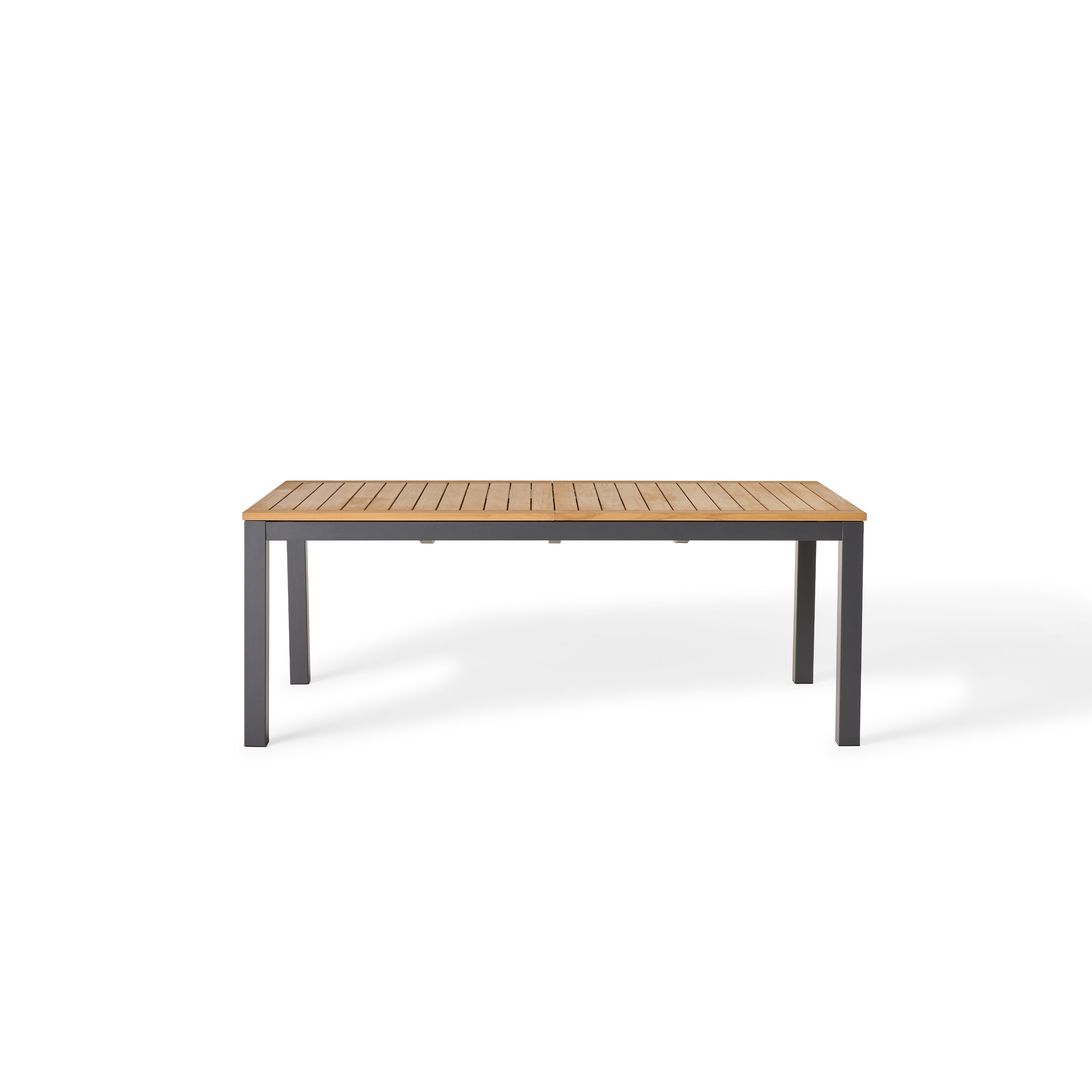 Belvedere 78"-120" Extension Dining Table in Teak and Charcoal Aluminum