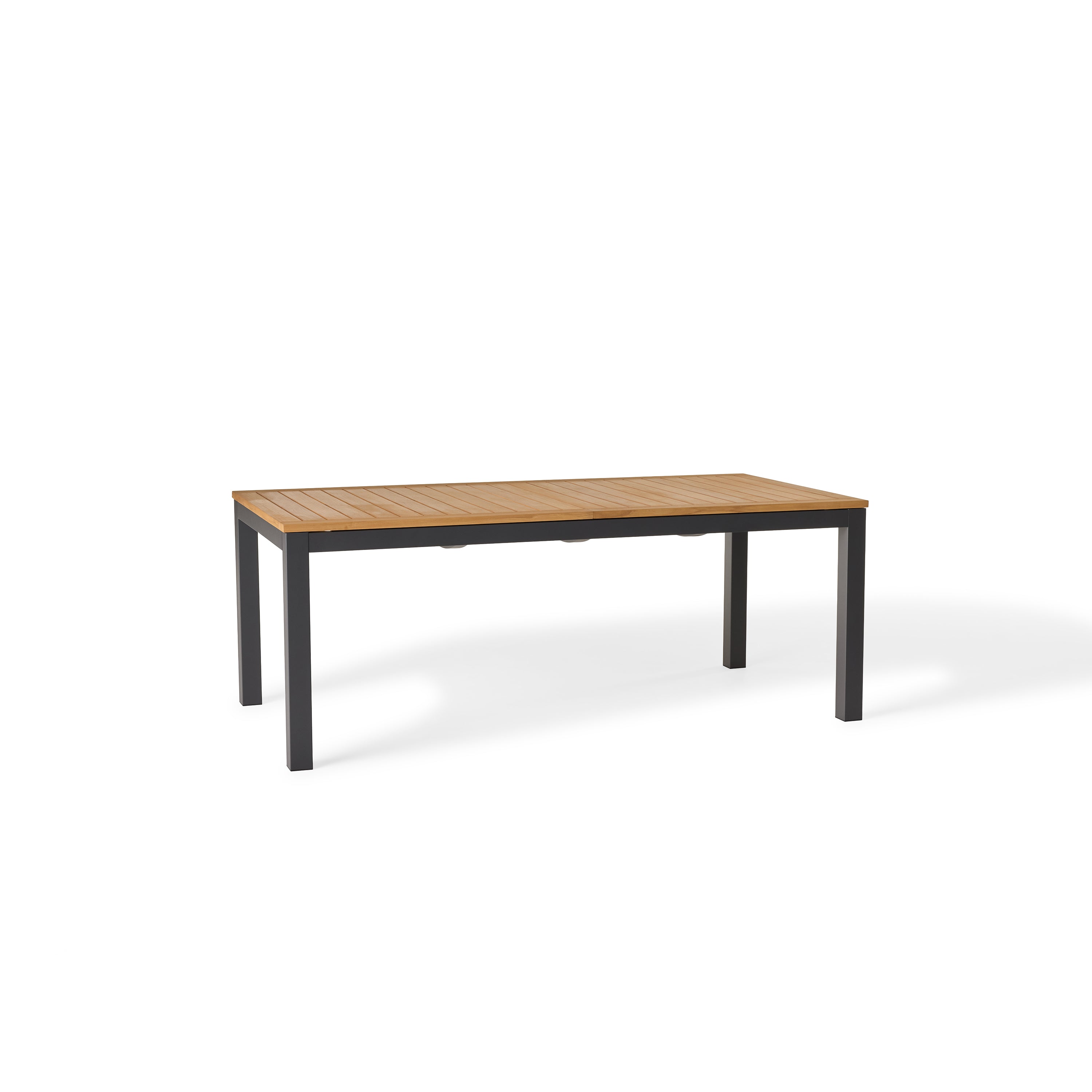 Belvedere 78"-120" Extension Dining Table in Teak and Charcoal Aluminum