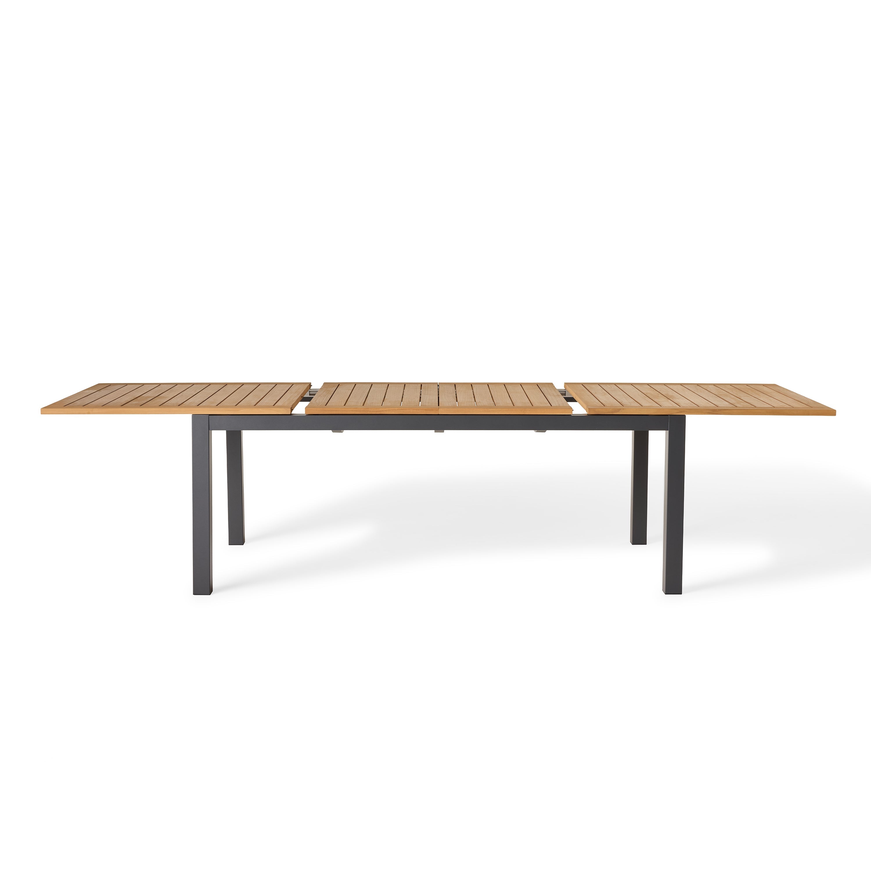 Belvedere 78"-120" Extension Dining Table in Teak and Charcoal Aluminum