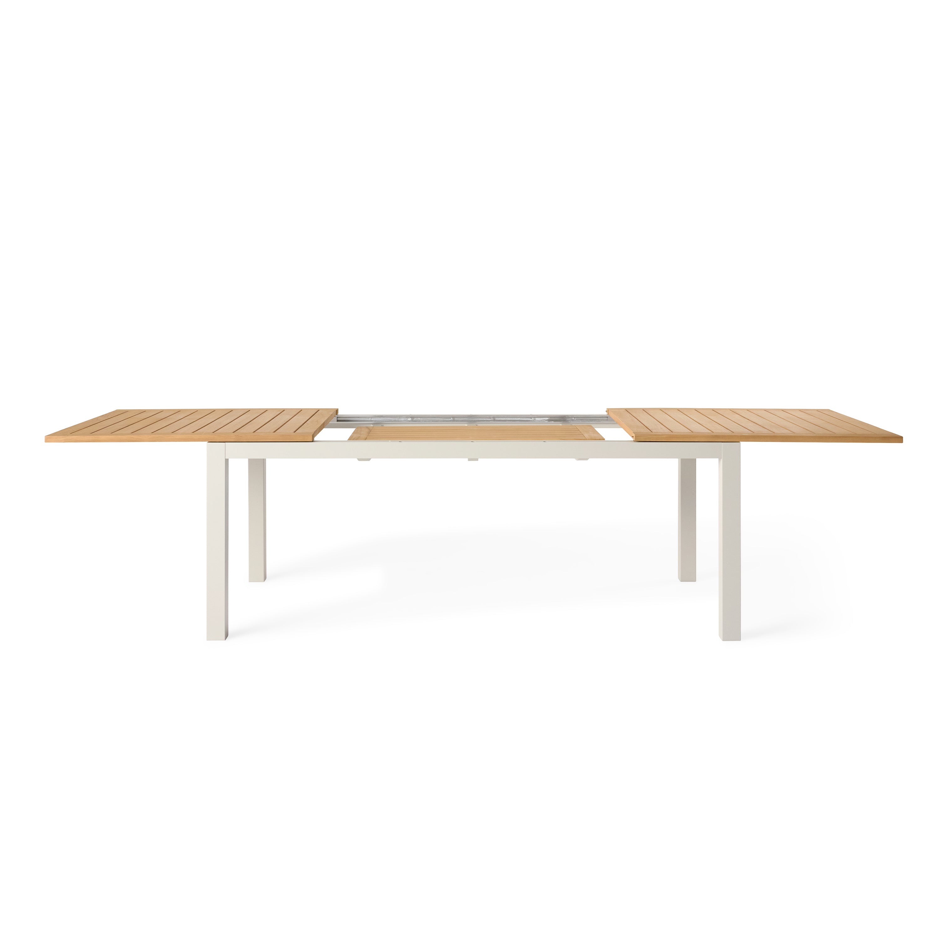Belvedere 78"-120" Extension Dining Table in Teak and Dune Aluminum