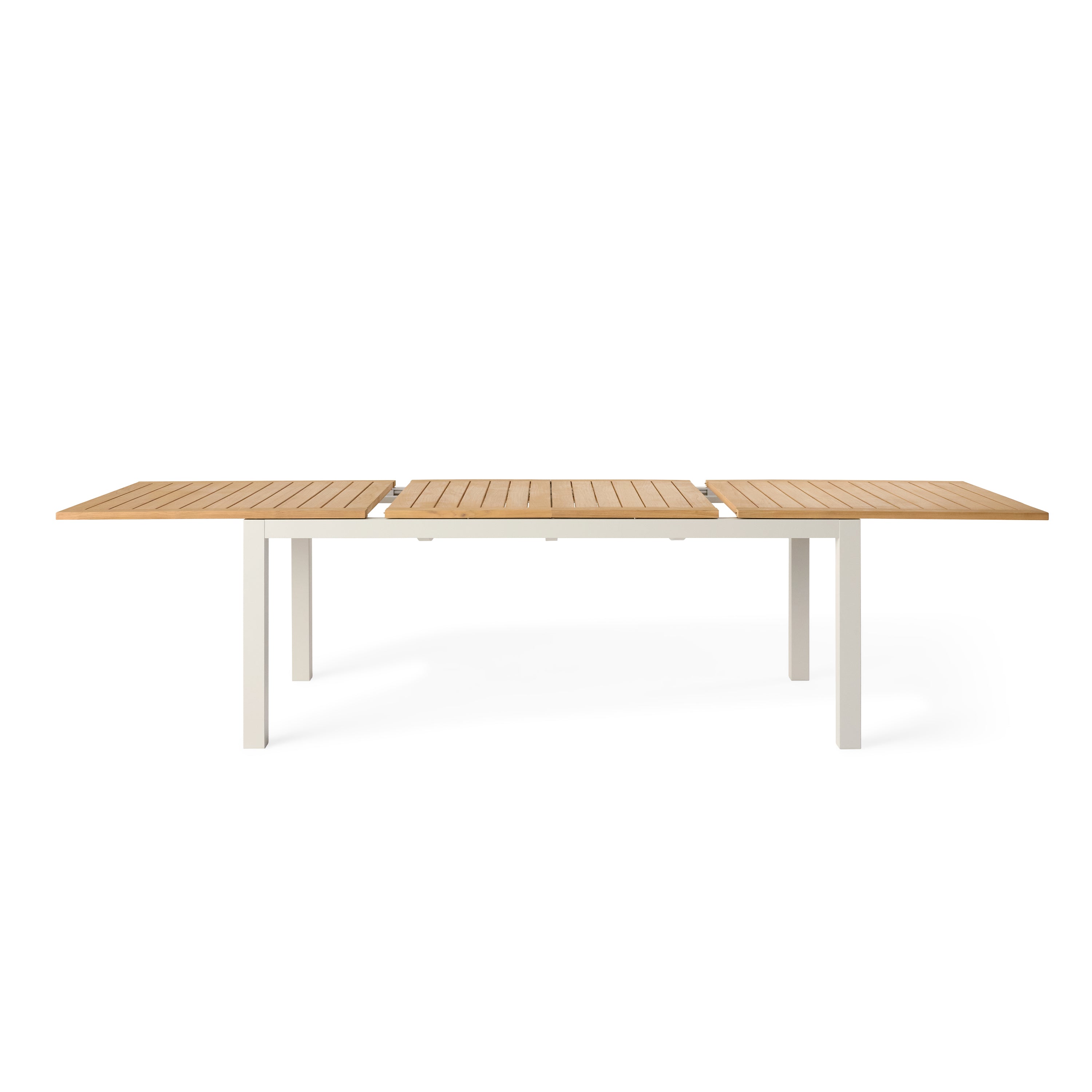 Belvedere 78"-120" Extension Dining Table in Teak and Dune Aluminum