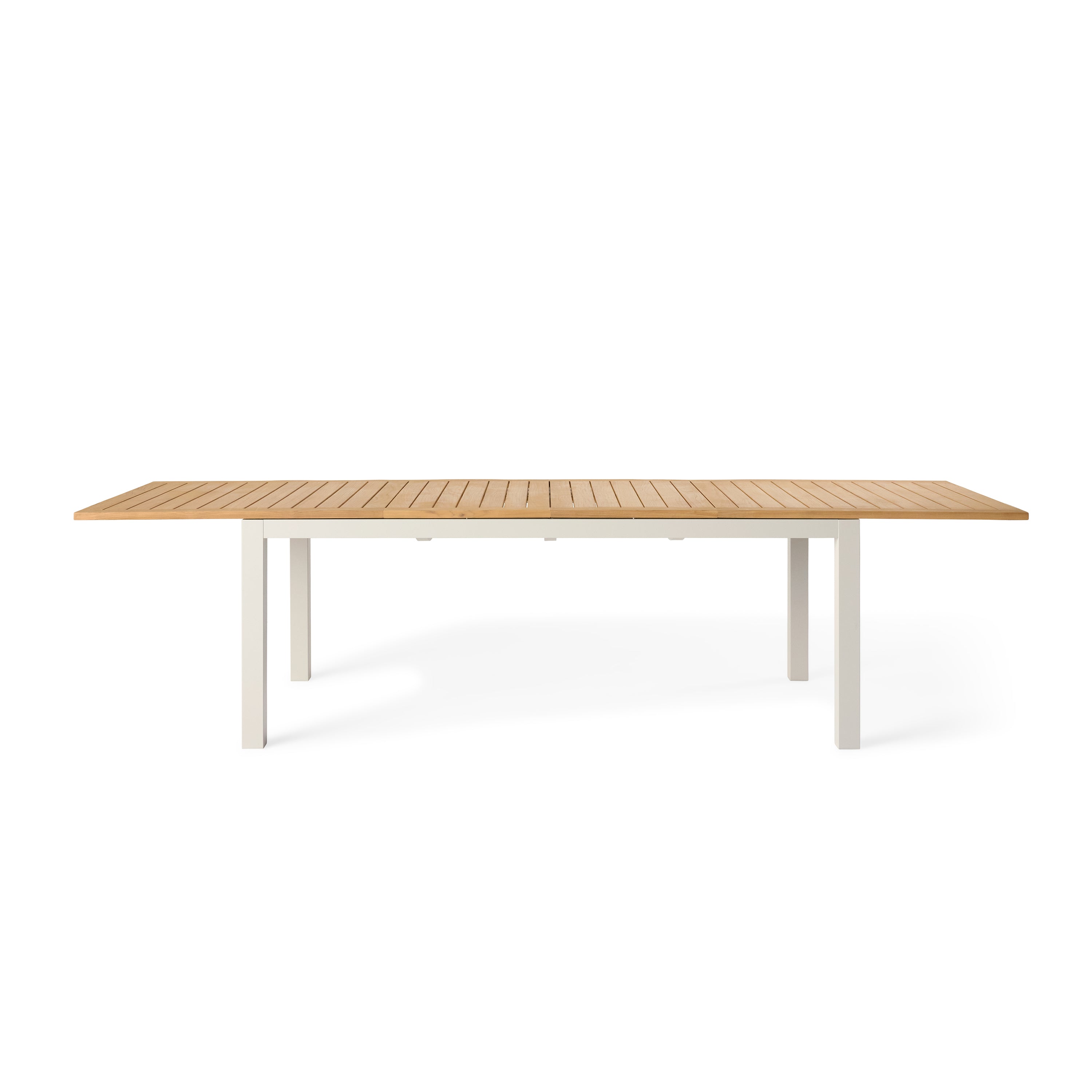 Belvedere 78"-120" Extension Dining Table in Teak and Dune Aluminum
