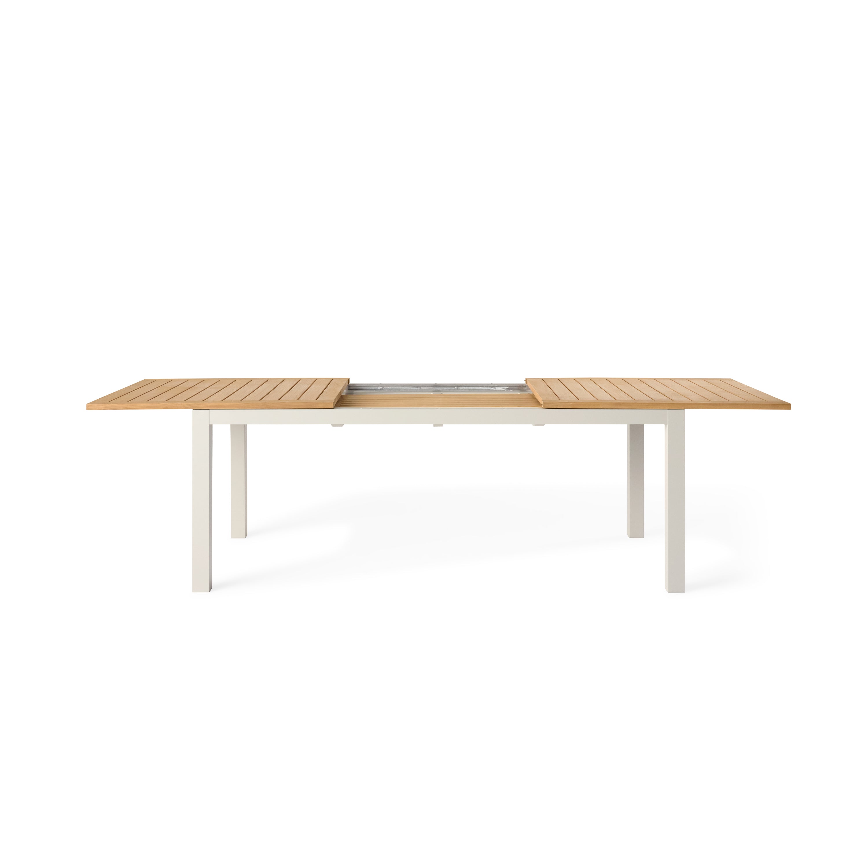 Belvedere 78"-120" Extension Dining Table in Teak and Dune Aluminum