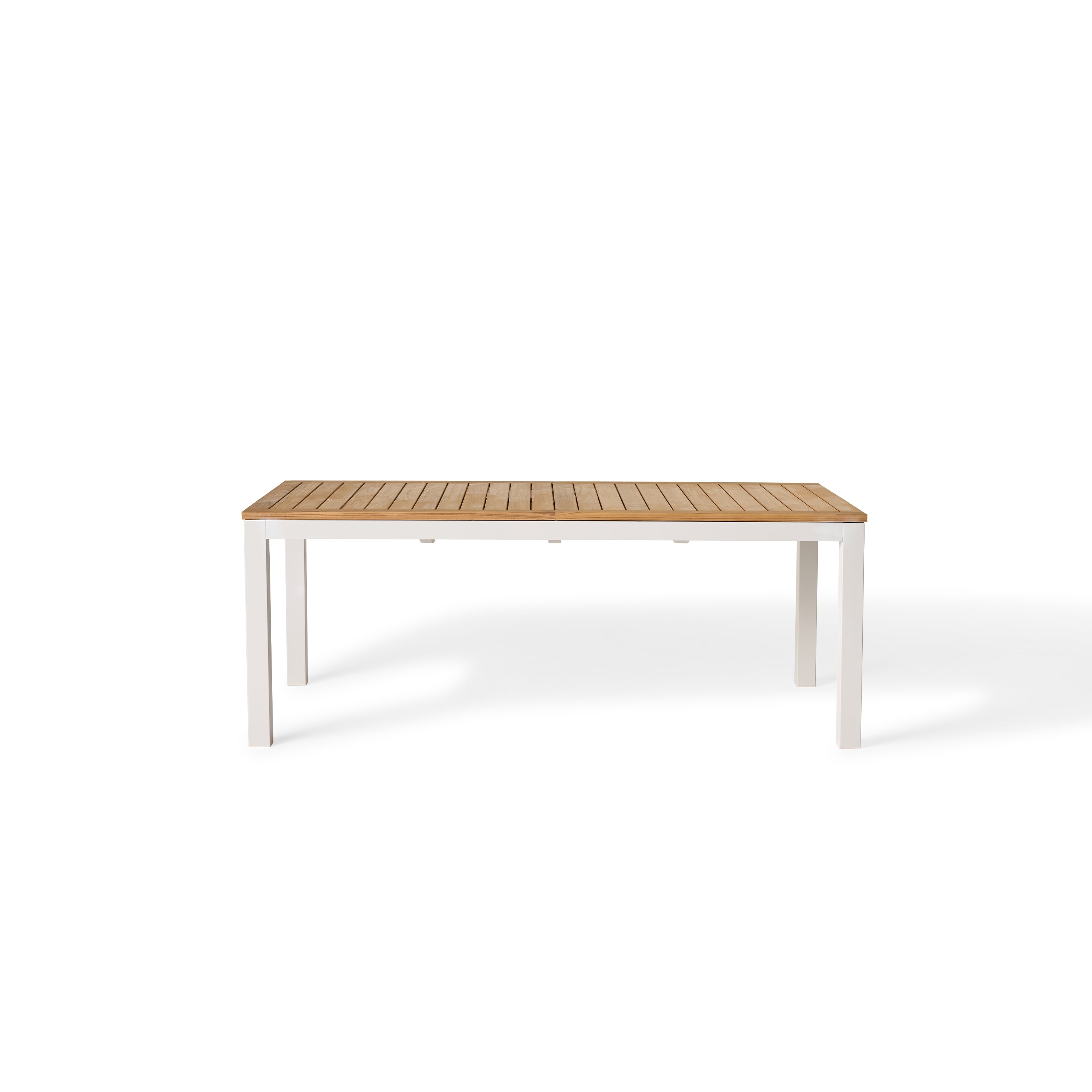 Belvedere 78"-120" Extension Dining Table in Teak and White Aluminum