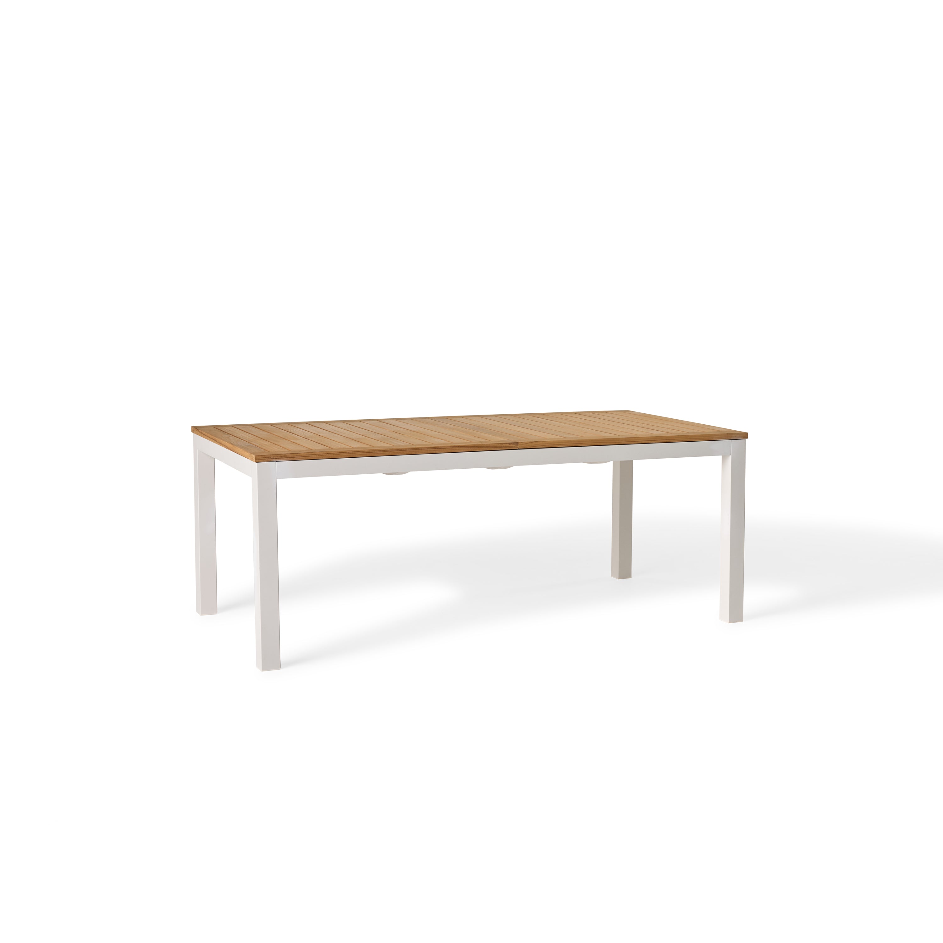 Belvedere 78"-120" Extension Dining Table in Teak and White Aluminum