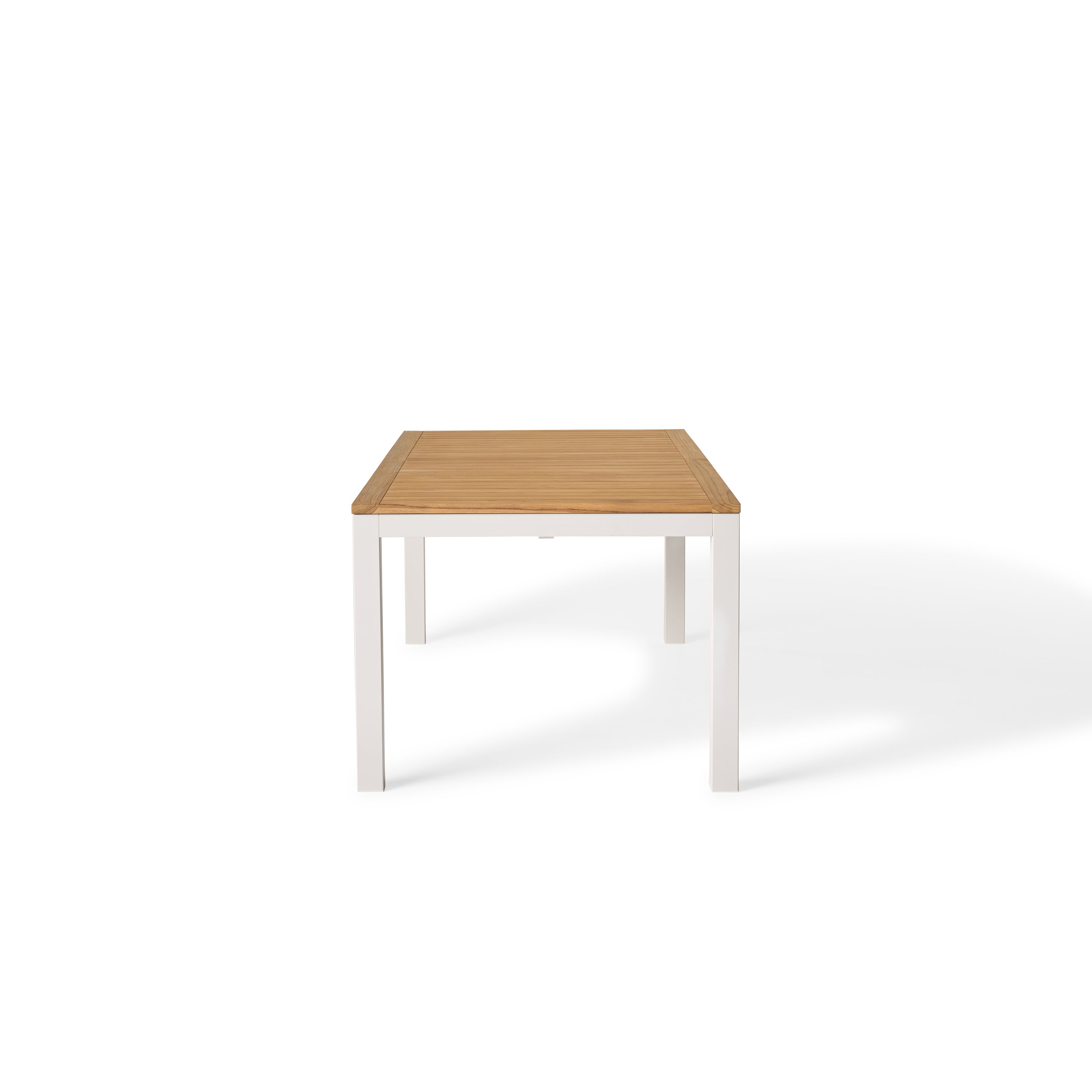 Belvedere 78"-120" Extension Dining Table in Teak and White Aluminum