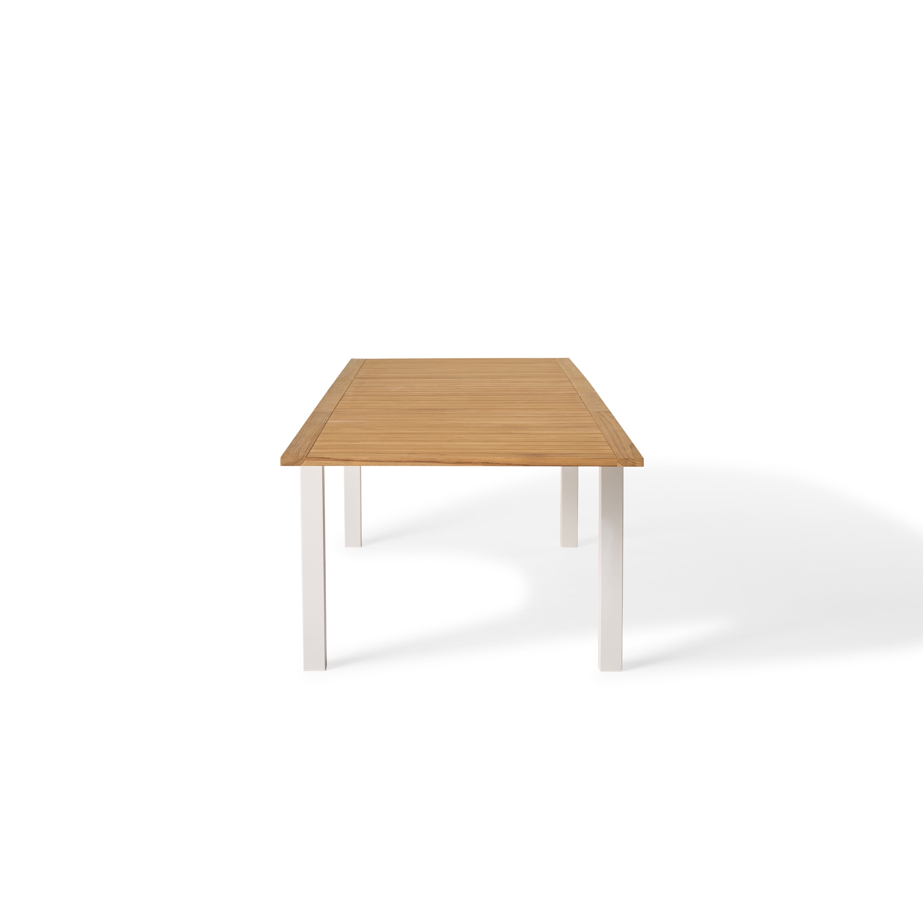 Belvedere 78"-120" Extension Dining Table in Teak and White Aluminum