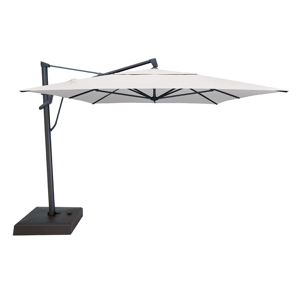 cantilever patio umbrella with base AKZ PLUS 10x13' Cantilever Umbrella - Black Frame & Natural Canopy