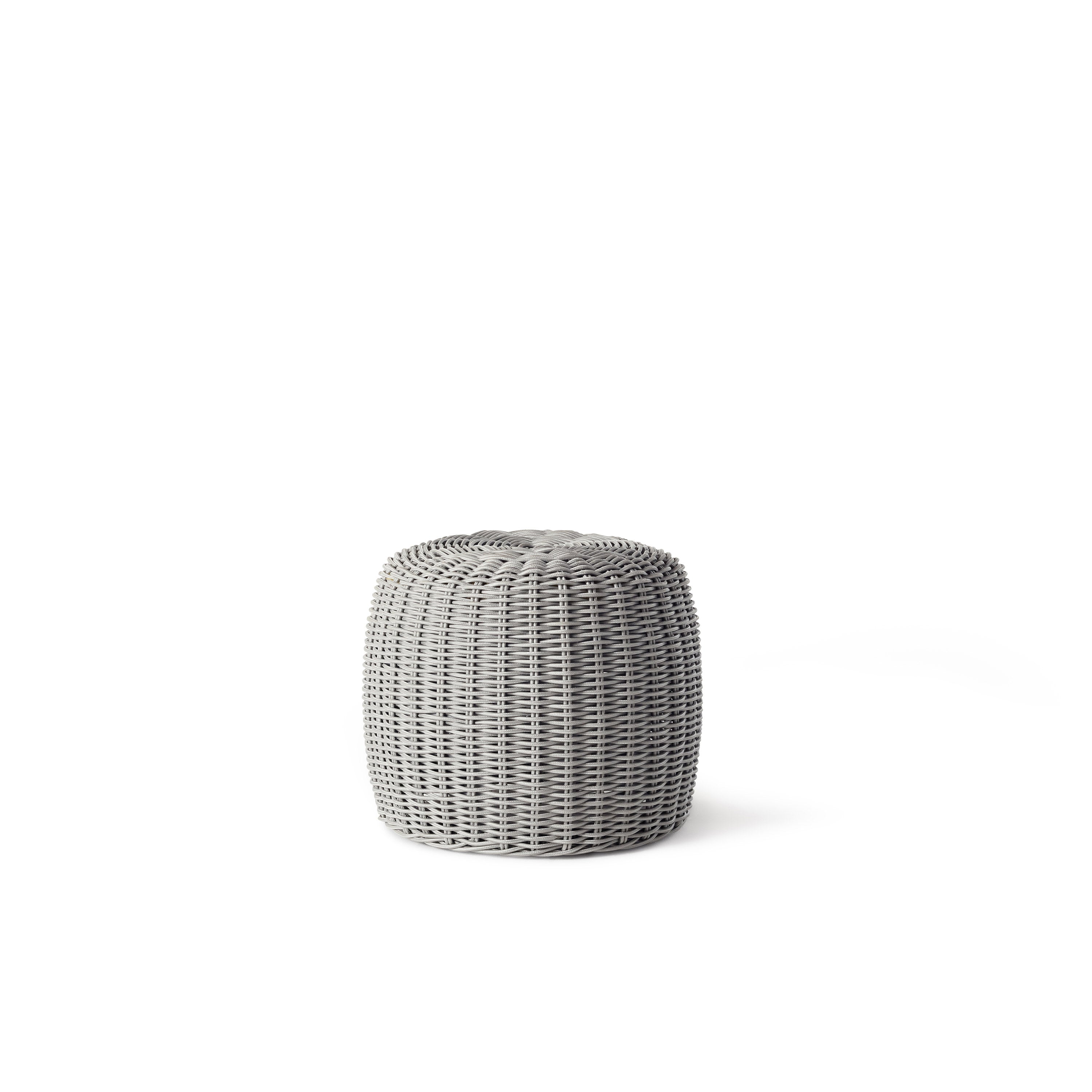 Barrel Woven Pouf in Light Grey (Small)