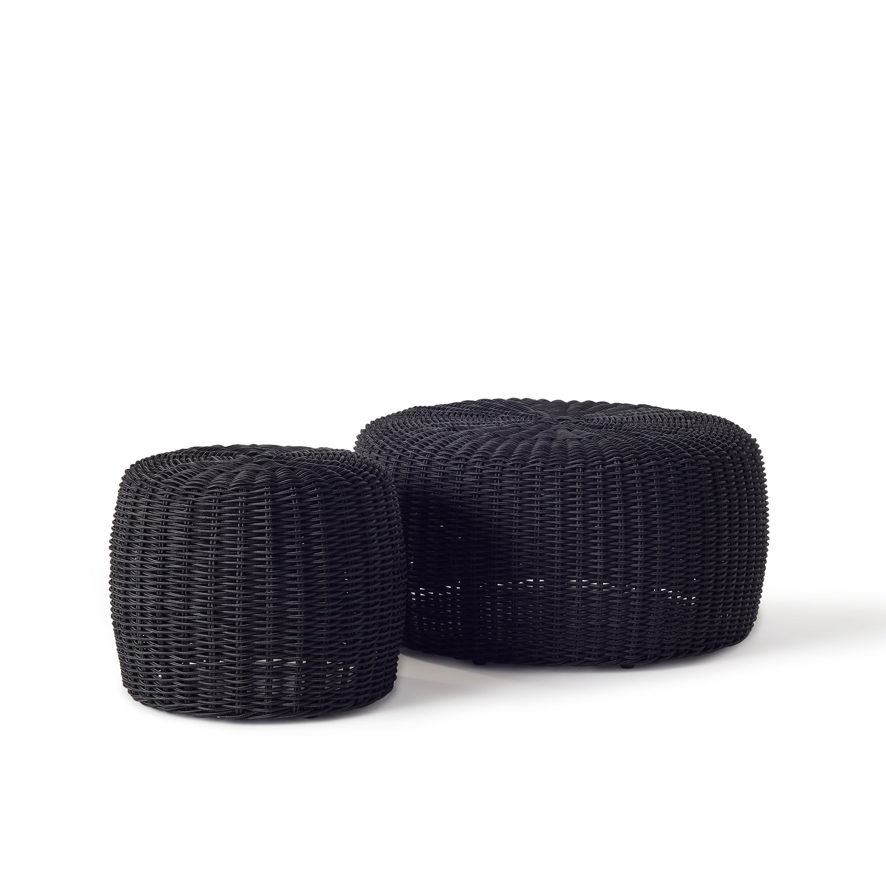 Barrel Woven Pouf in Charcoal (Small)