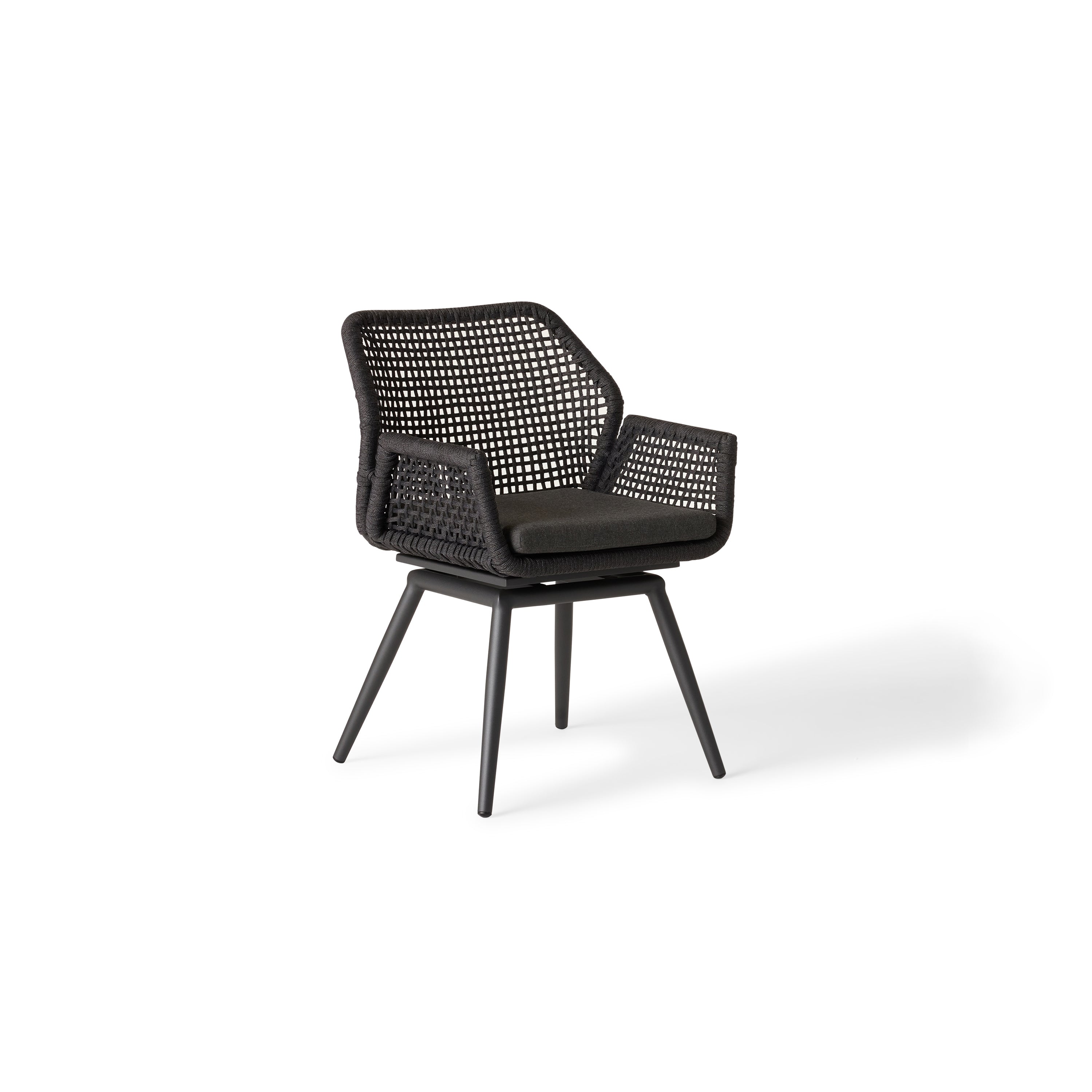 Montecito Swivel Dining Chair in Charcoal Aluminum