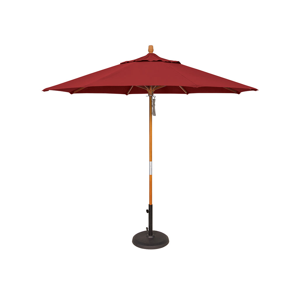 Quad Pulley Lift 9.0' Market Umbrella - Hardwood Frame