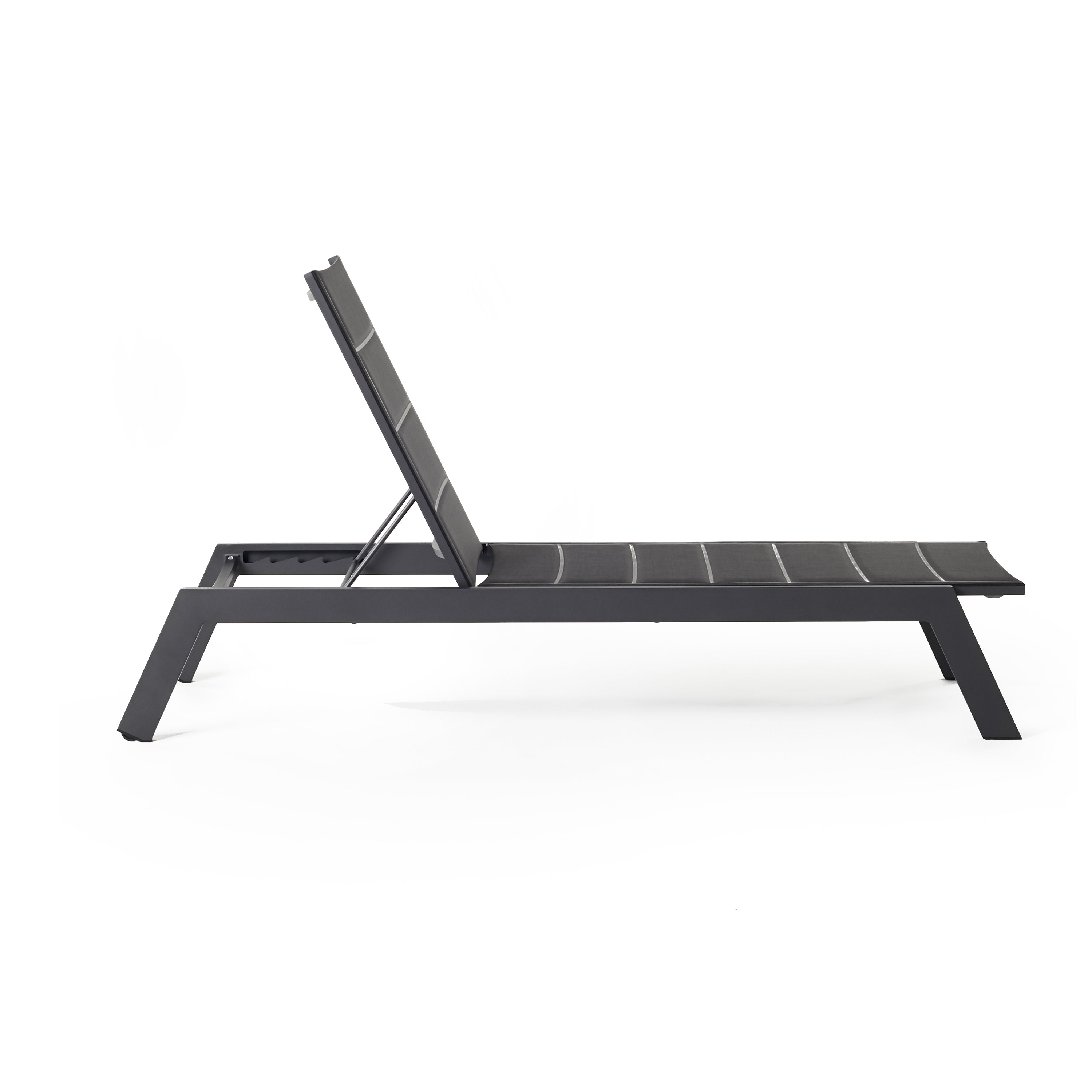 Tiburon Chaise with Padded Sling in Charcoal Aluminum