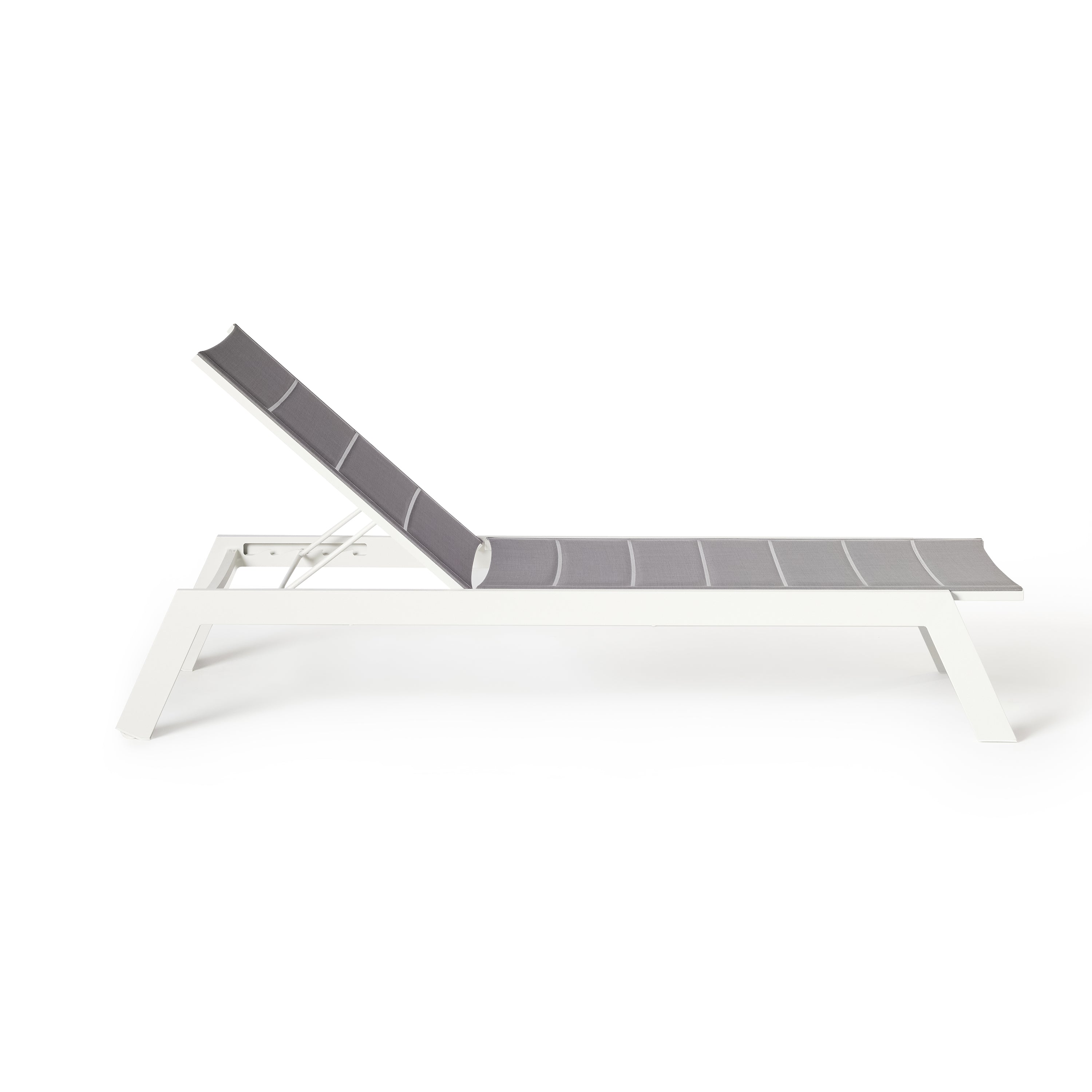 Tiburon Chaise with Padded Sling in White Aluminum