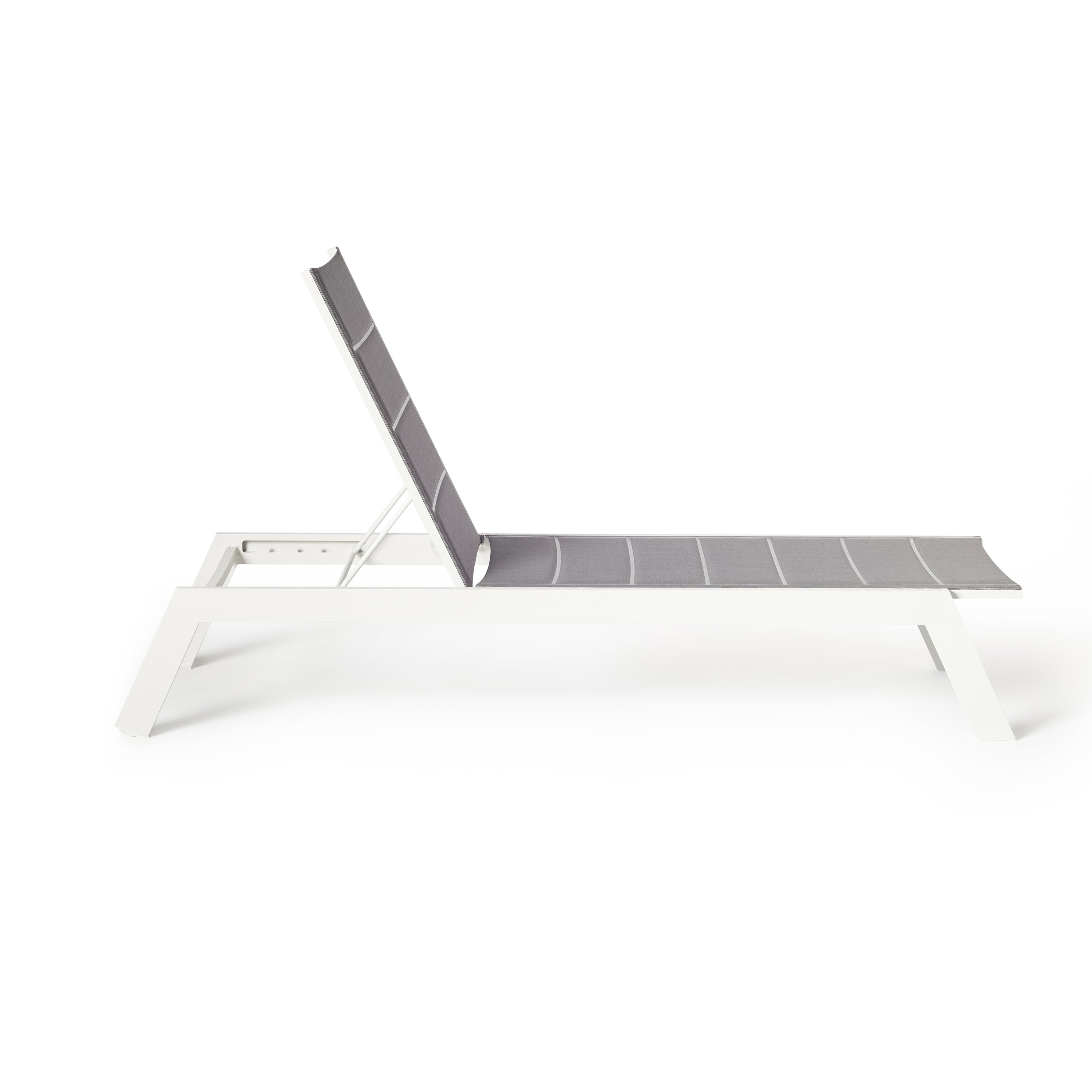 Tiburon Chaise with Padded Sling in White Aluminum