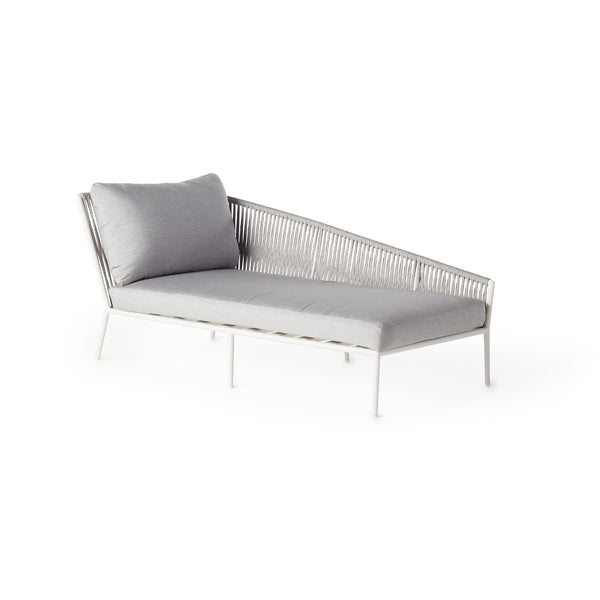 Olema Day Bed Left-Arm Chaise in White Aluminum