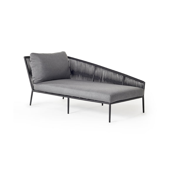 Olema Day Bed Left-Arm Chaise in Charcoal Aluminum
