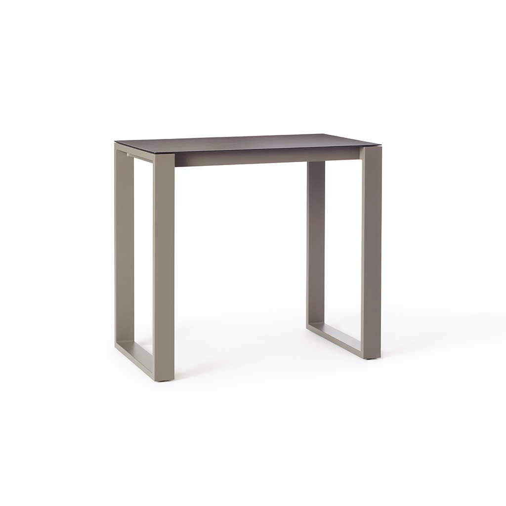 Ventura 48" Bar Table in Quartz Grey - Ceramic-Style Glass Top