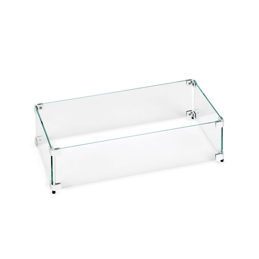Rectangular Glass Fire Table Wind Guard