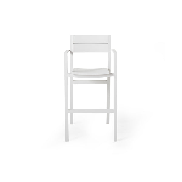 Belvedere Bar Chair in Textured White Aluminum