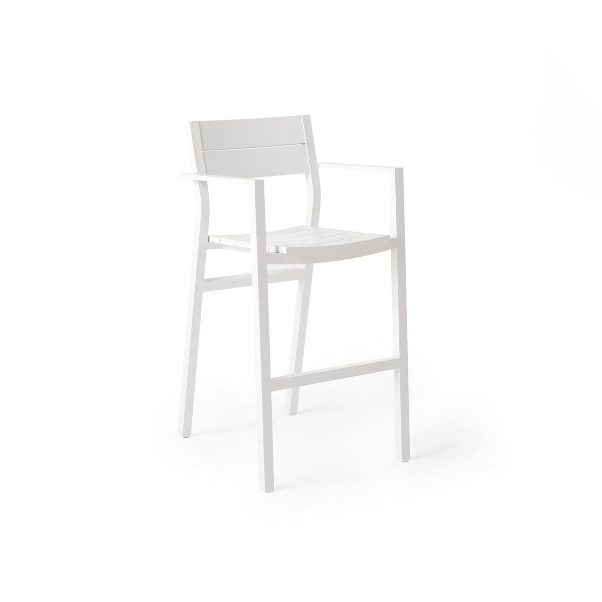 Belvedere Bar Chair in Textured White Aluminum | Terra Outdoor Living