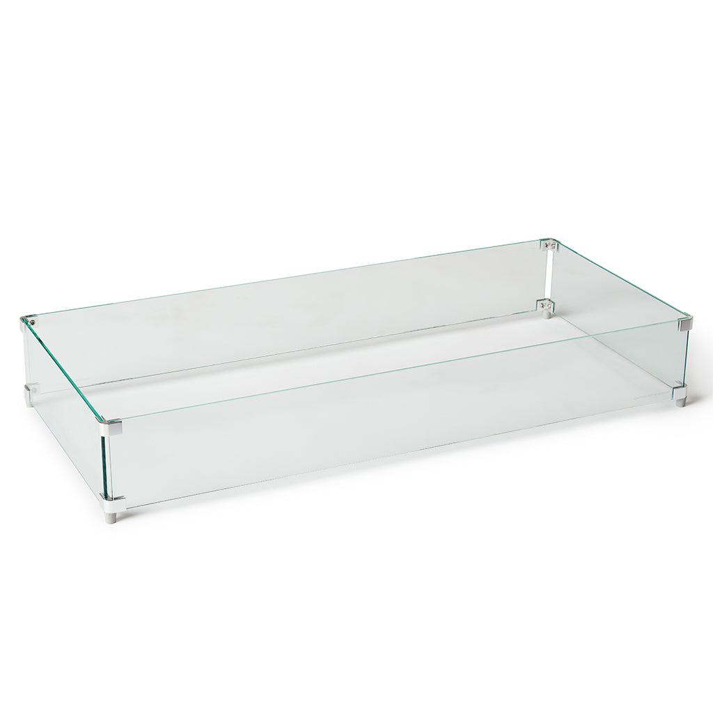 Large Rectangular Glass Fire Table Wind Guard | Terra Outdoor Living