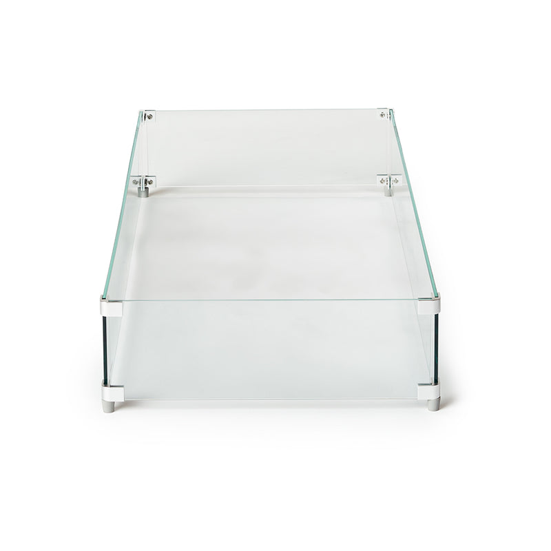 Large Rectangular Glass Fire Table Wind Guard