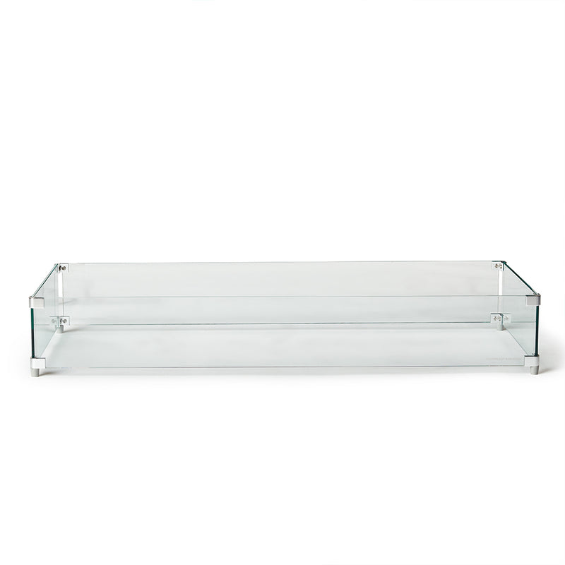 Large Rectangular Glass Fire Table Wind Guard