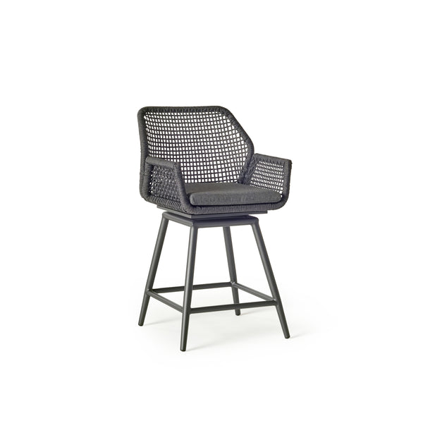 Montecito Swivel Counter Chair in Charcoal Aluminum