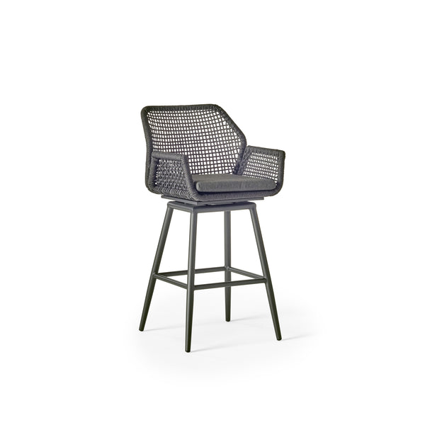Montecito Swivel Bar Chair in Charcoal Aluminum