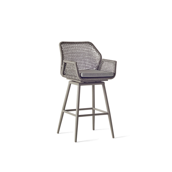 Montecito Swivel Bar Chair in Quartz Grey Aluminum