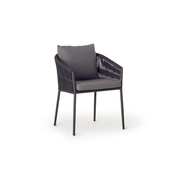 Olema Dining Arm Chair in Charcoal Aluminum