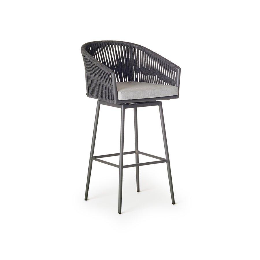 Olema Swivel Bar Chair in Charcoal Aluminum
