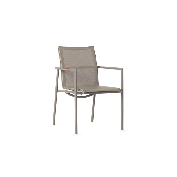 Pasadena Dining Arm Chair in Quartz Grey Aluminum