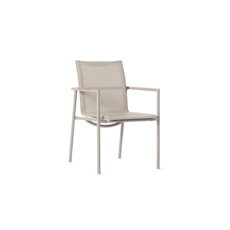 Pasadena Dining Arm Chair in Quartz Grey Aluminum