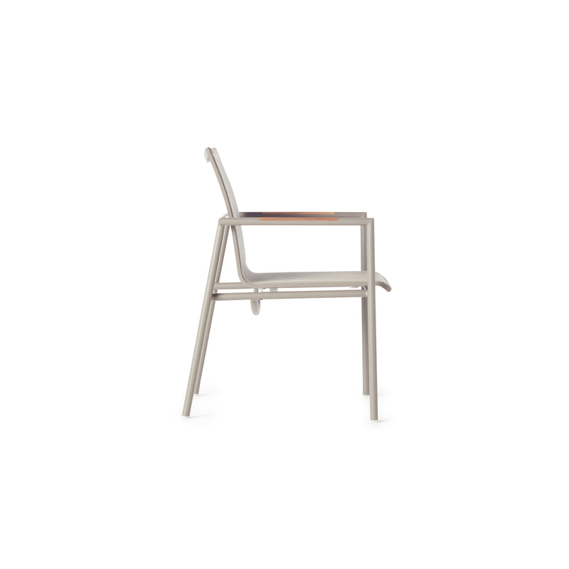 Pasadena Dining Arm Chair in Quartz Grey Aluminum