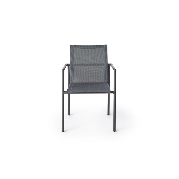 Pasadena Dining Arm Chair in Charcoal Aluminum