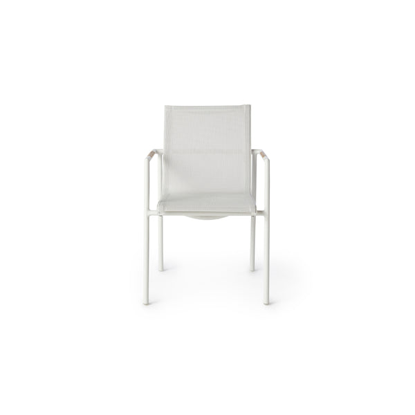Pasadena Dining Arm Chair in White Aluminum