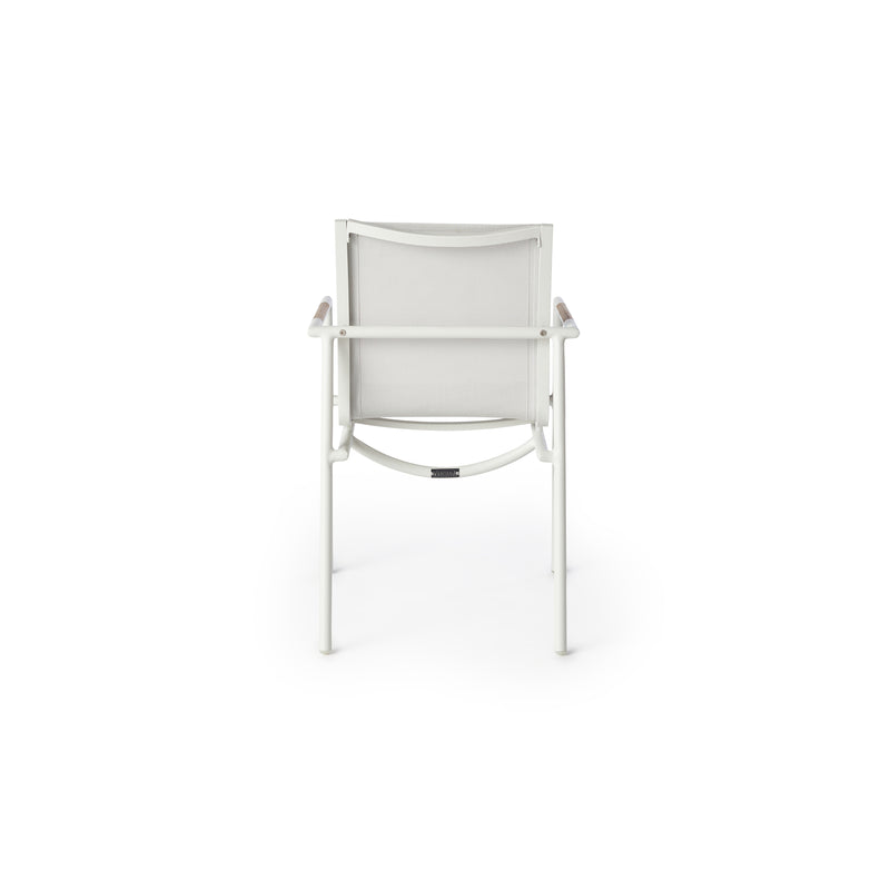 Pasadena Dining Arm Chair in White Aluminum