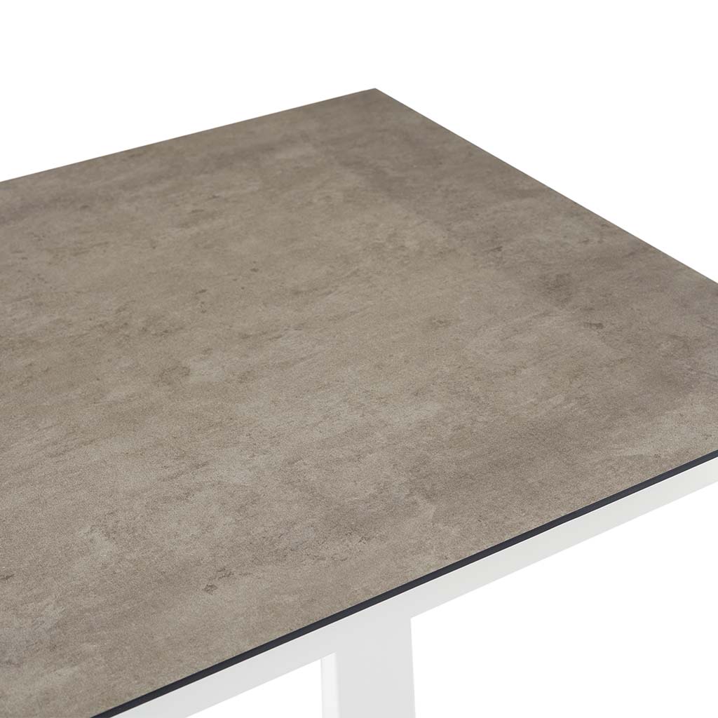 Ventura 48" Bar Table in White - Ceramic-Style Glass Top