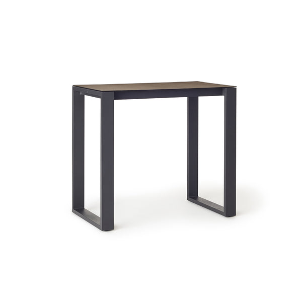 Ventura 48" Bar Table in Charcoal - Ceramic-Style Glass Top