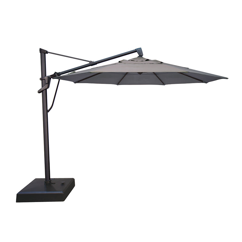 cantilever patio umbrella uk AKZ Plus 11' Cantilever Umbrella - Black Frame & Charcoal Canopy