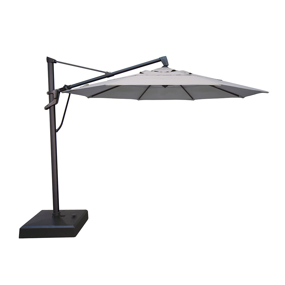 black and white patio umbrella canada AKZ Plus 11' Cantilever Umbrella - Black Frame & Cast Silver Canopy
