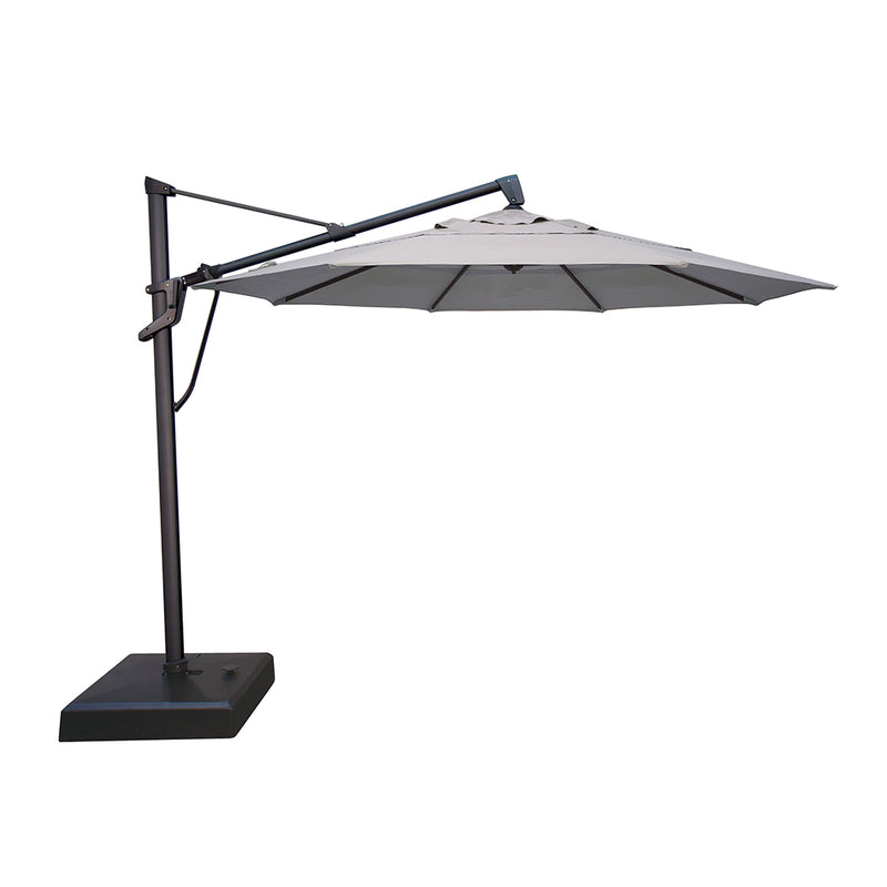 buy patio umbrella canada AKZ Plus 11' Cantilever Umbrella - Black Frame & Cast Silver Canopy