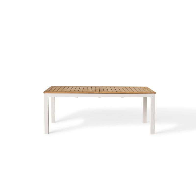 Belvedere 78"-120" Extension Dining Table in Teak and White Aluminum